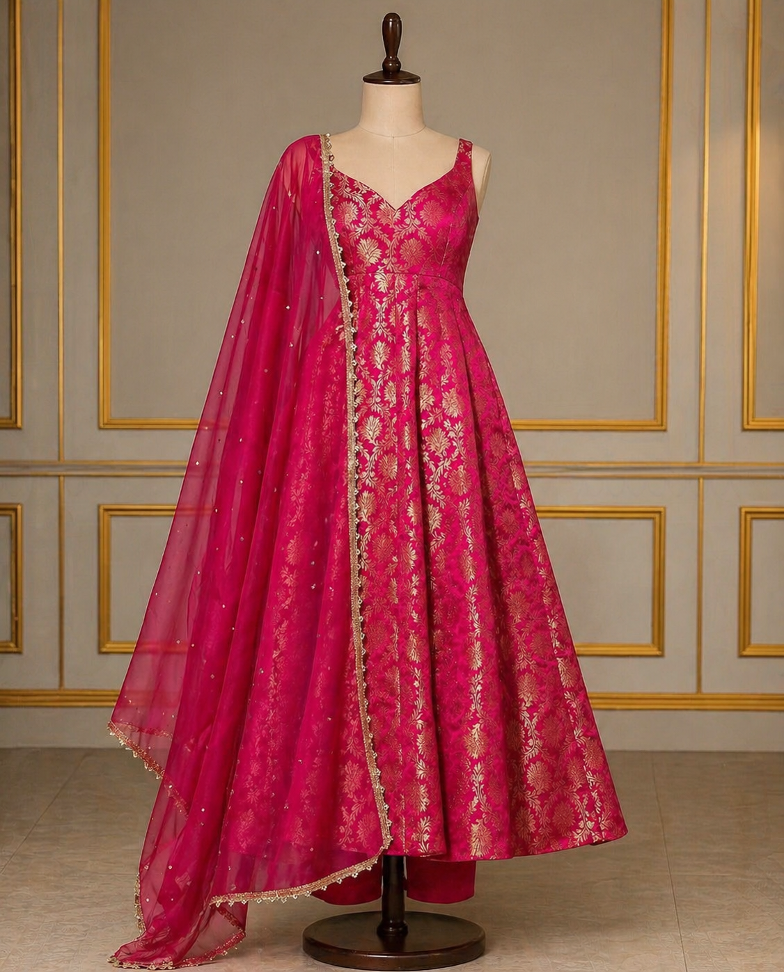 Heavy Flair Long Gown with Dupatta