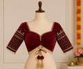 Velvet Embroidered Blouse