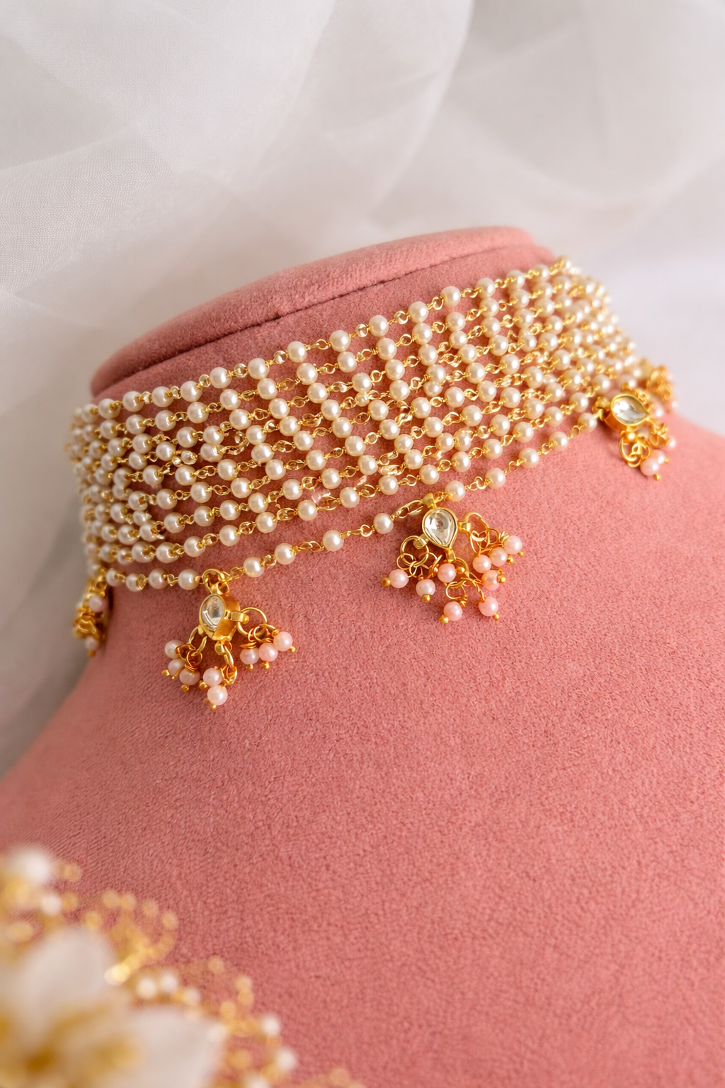 Pearl Net Choker Necklace