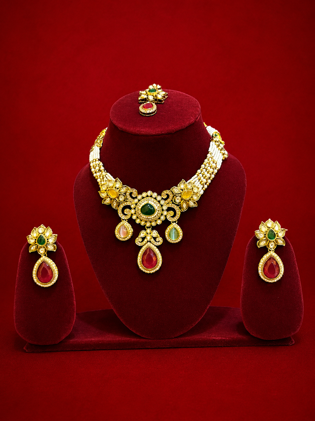 Multi colour diamond ruby choker