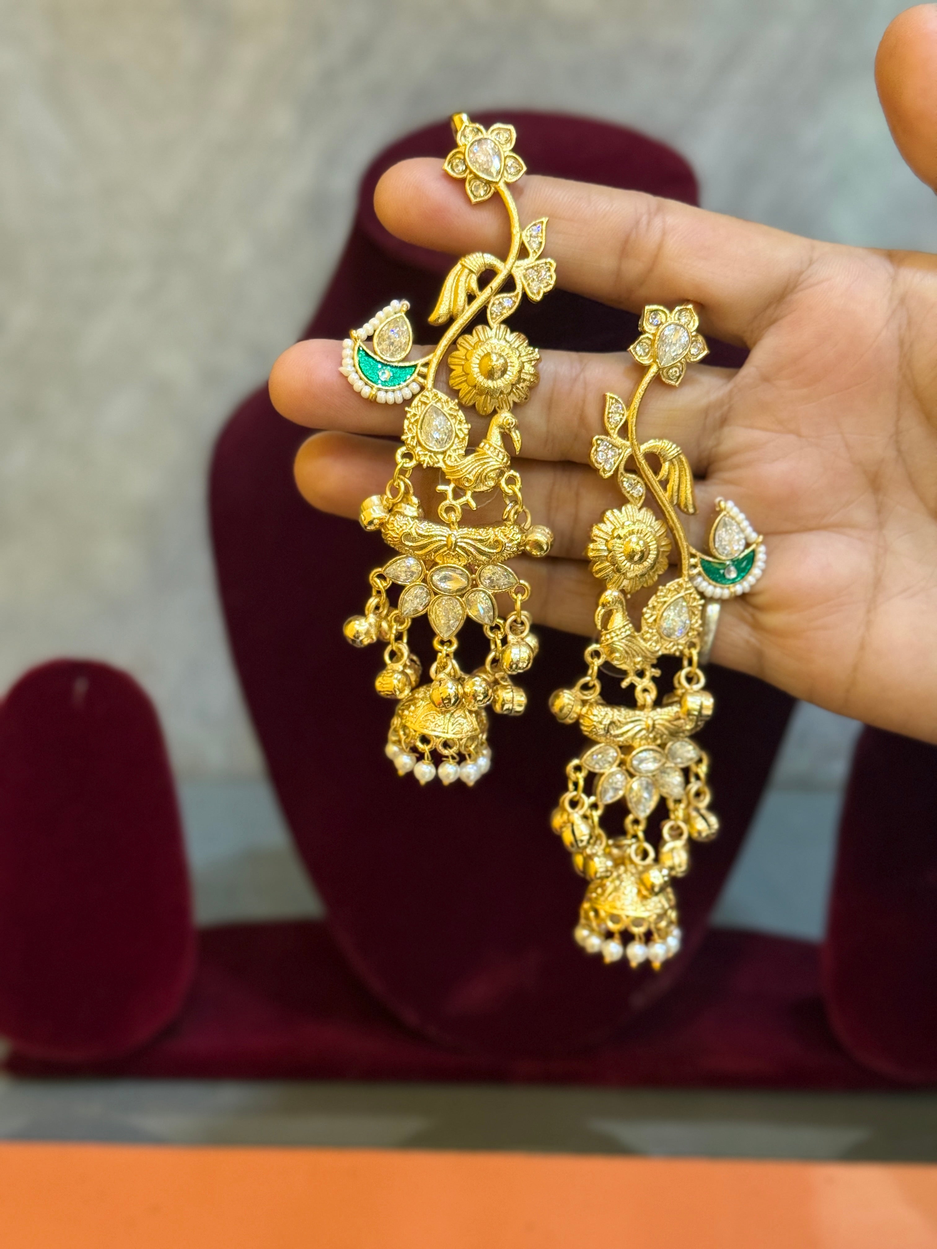 Green earcuff jhumka