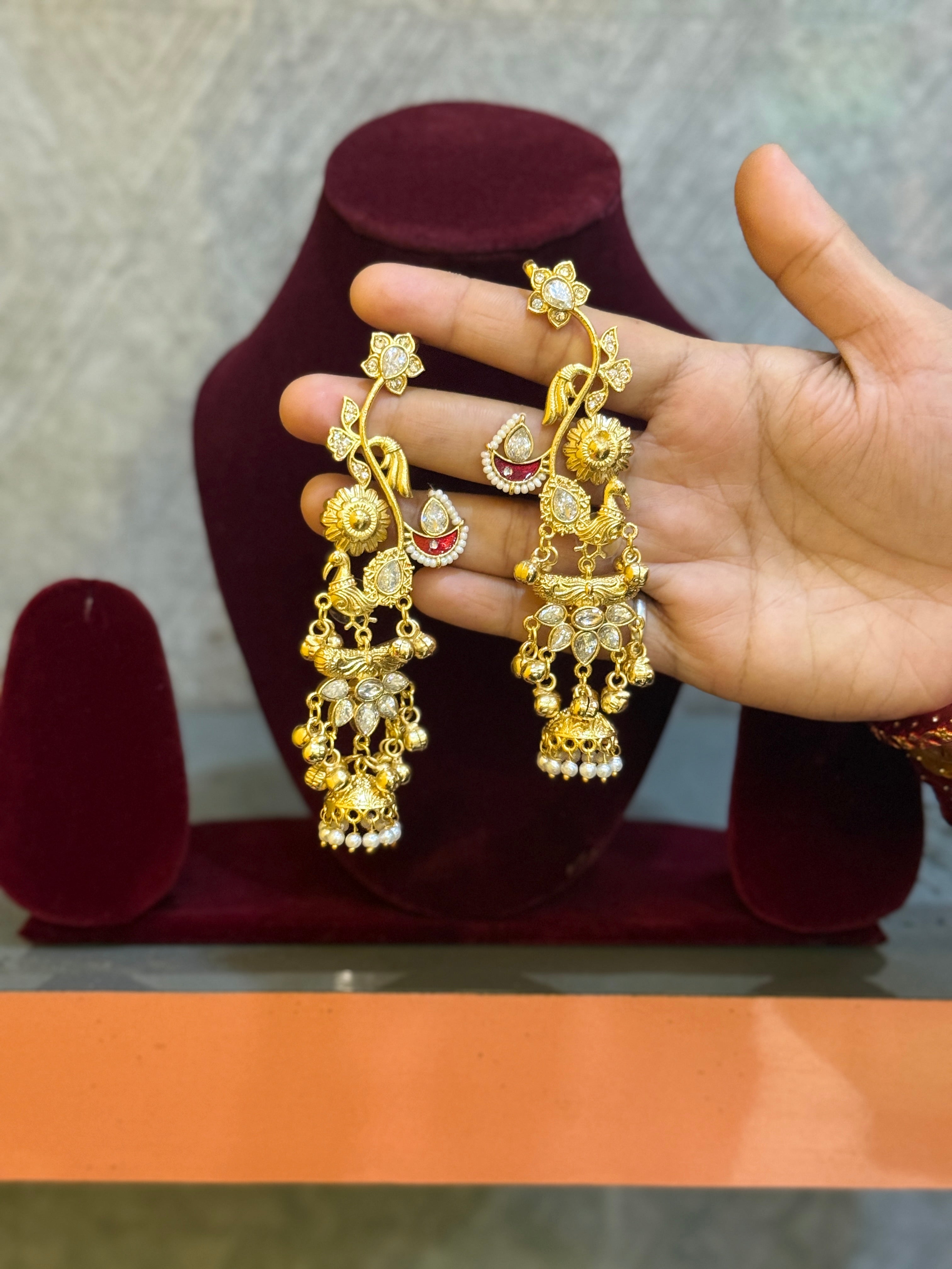 Red earcuff jhumka