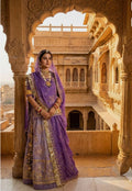 Embroidered Semi-Stitched Rajputi Poshak (Purple)
